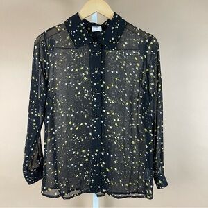 Cabi Womens Small Top Blouse Button-Up Shirt Galaxy Star Sheer Boho Whimsical